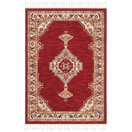 Safavieh 9 x 12 ft. Farmhouse 830Q Power Loomed Rectangle Area Rug Cream & Red FMH830Q-9